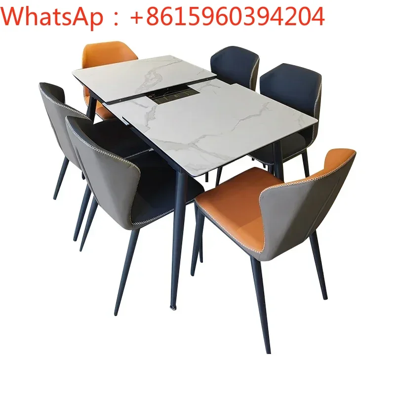 Telescopic dining table with induction cooker Modern minimalist household small apartment folding multifunctional dining table