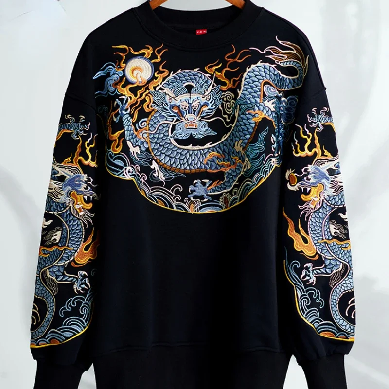 Ruyi Panlong • High End Product Chinese Style Embroidery Weiyi Longpao Autumn and Winter Original China-Chic Vintage sweatshirt