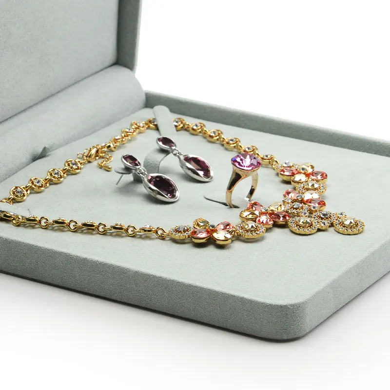 Oirlv Grey Jewelry Boxes Wholesale Velvet Gift Box Grey Earrings Jewelry Ring Box Necklace Bracelet Gift Velvet Jewelry Boxes