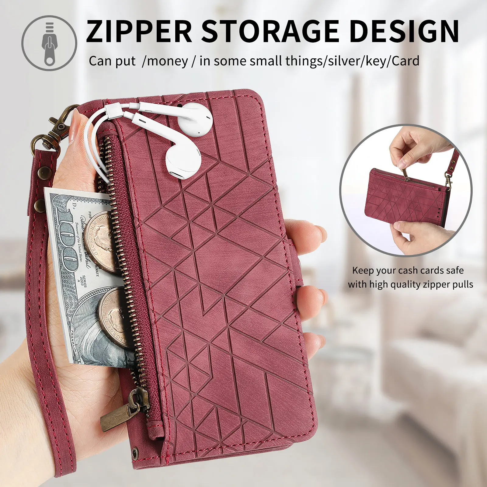 Zipper Cards Solt Wallet Leather Case For XiaoMi RedMi Note 13 Pro Plus 12 11S 10 10S 12T 13T Ultra Strap Bag Pocket Purse Cover