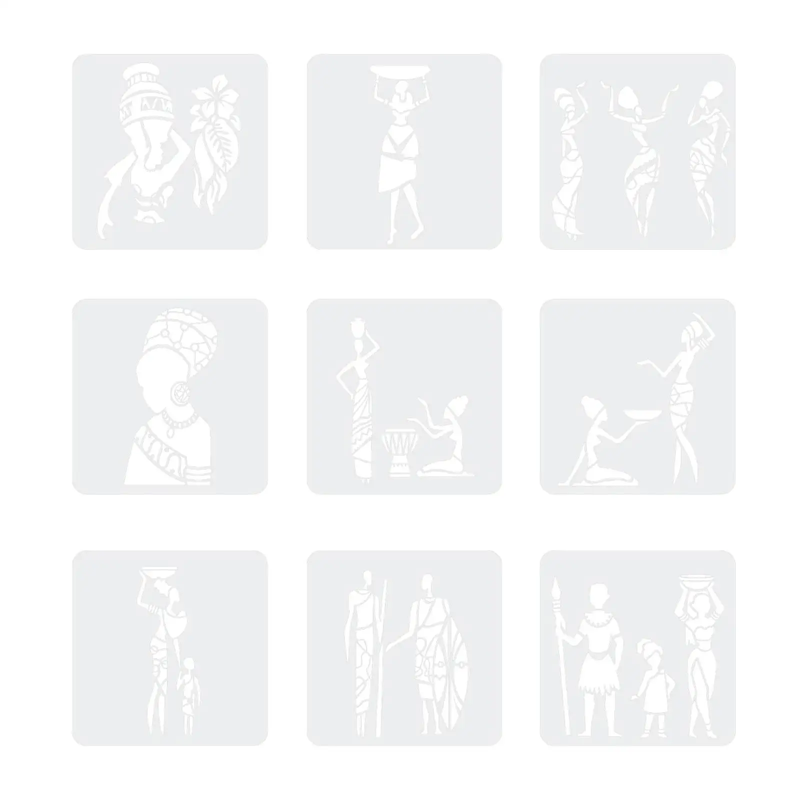 9x اللوحة الإستنسل النقش الجوف خارج قوالب نمط الإستنسل للرسم على النسيج بلاط الحائط الملابس الطابق مشاريع الفن