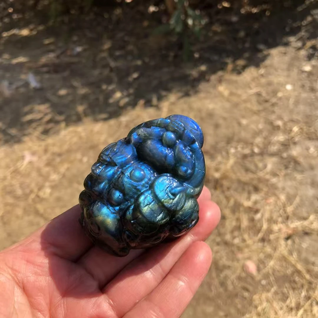 

Натуральные кристаллы Лабрадор Золотая жаба ручной работы Фэншуй Золотые деньги Богатство Животное Жаба Статуя Талисман