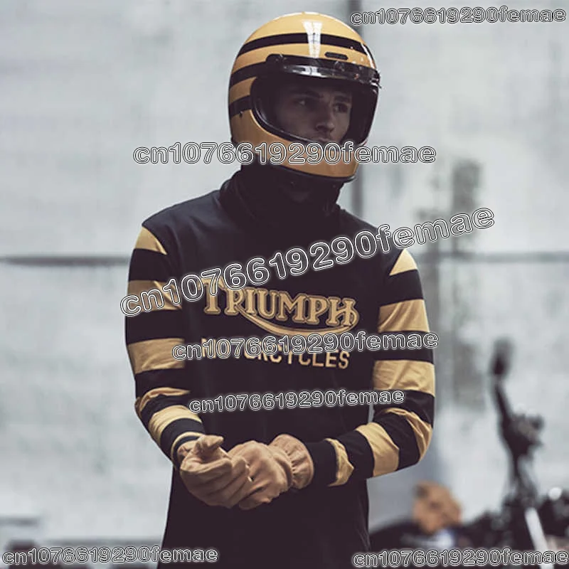 

Классическая байкерская футболка Triumph с длинным рукавом, удобный уличный повседневный винтажный топ для езды на мотоцикле для повседневной носки