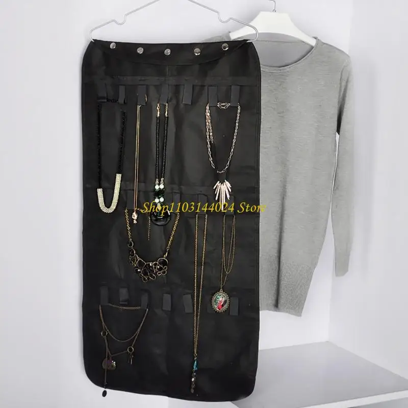 

N5KE Double Sided Jewelry Holder Convenient Hanging Storage Bag Wardrobe Jewelry Storage Holder Spaces Saving