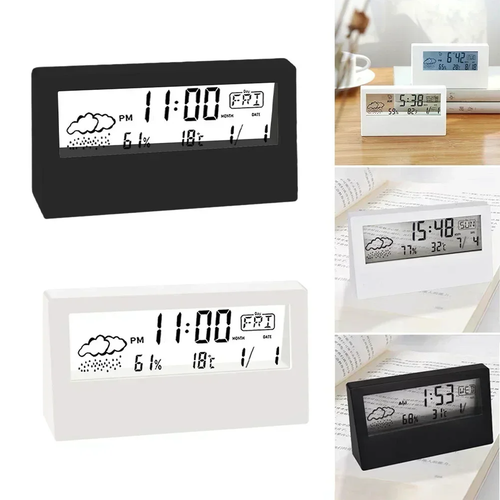 Thermo-Hygrometer Clock Creative Weather Display Electronic Alarm CLock Humidity Weather Display Children\'s Bedroom Bedside
