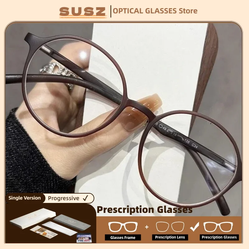 

SUSZ Vintage Round Frame Women Reading Glasses Anti Blue Light Myopia Glasses Photochromic Prescription Optical Eyeglasses Lens