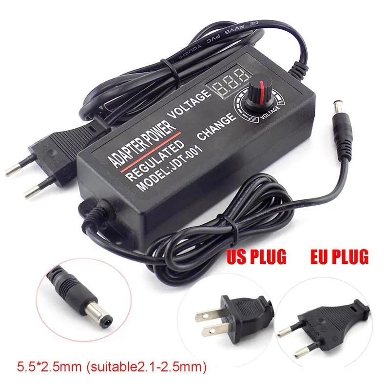 1/2/5pcs Adjustable  AC 100-220V to DC 3-12V 5A Power Adapter Camera Power Supply for Led Strip Light Display Screen Charger B5