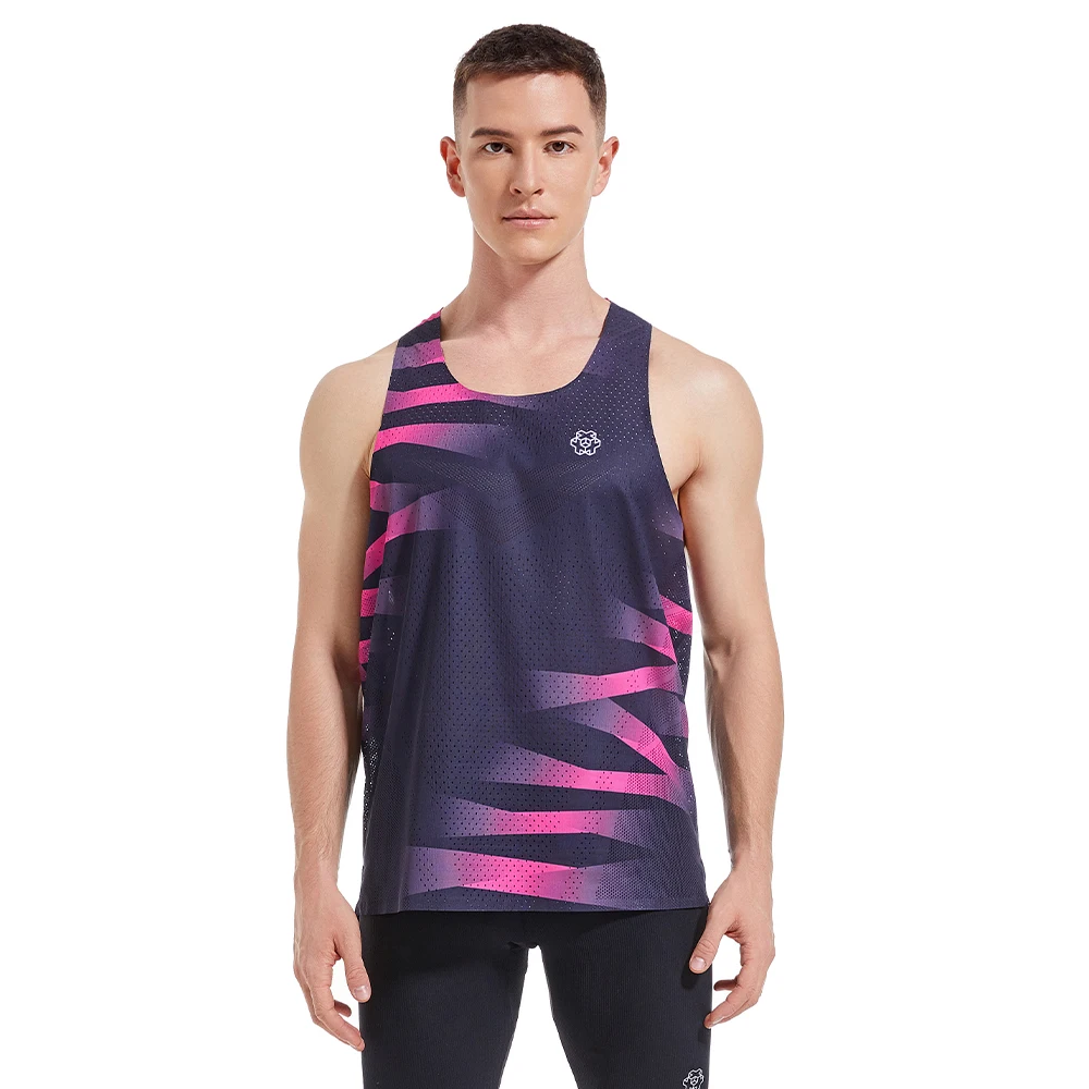 

Men Professional Running Vest Tops Speed Sport Fitness Shirts Guys Athlete Track Field Marathon Sleeveless Clothing Quick Drying