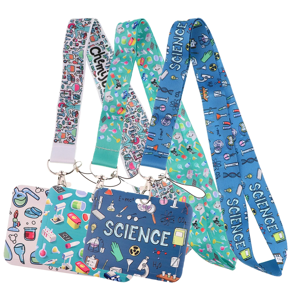 Science Lanyards Keychain Chemistry Neck Strap Phone Buttons ID Card Holder Lanyard for Keys DIY Hanging Rope Teacher Gift