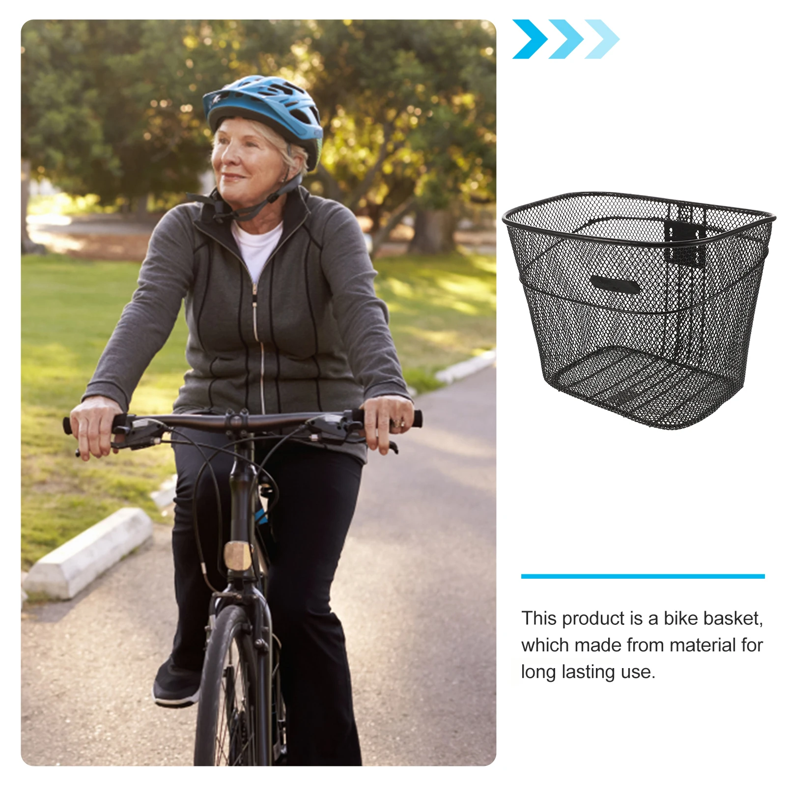 

Iron Bike Front Basket Detachable Metal Wire Basket Large Capacity Convenient Handlebar Storage Holder for Outdoor Cycling