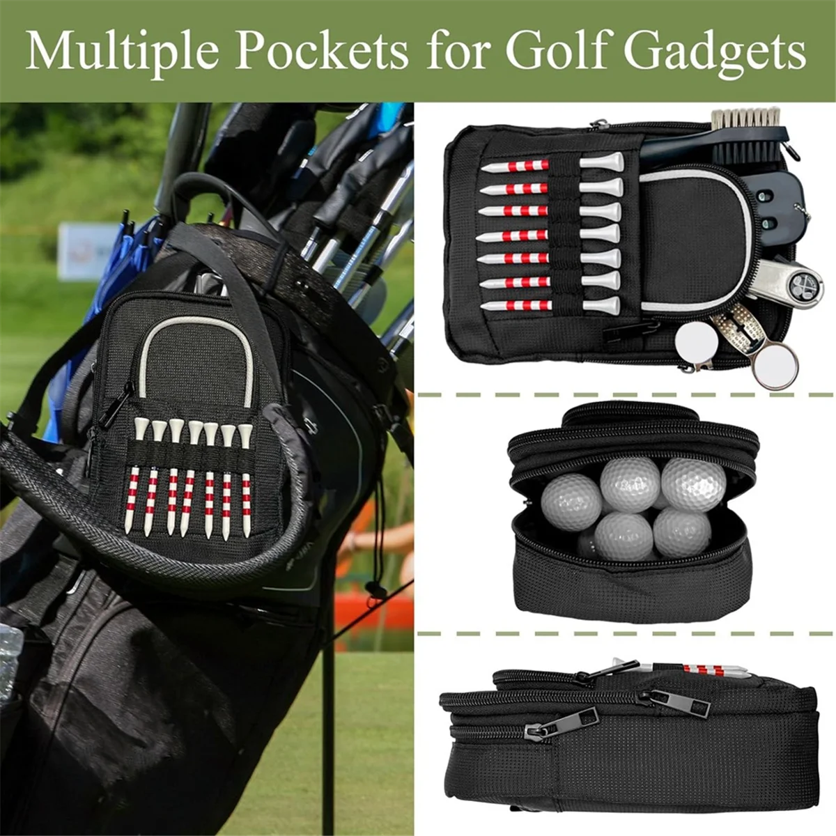 Bolsa organizadora portátil para pelotas de Golf, bolsa de accesorios para artículos como pelotas de Golf, camisetas, mercado de pelotas