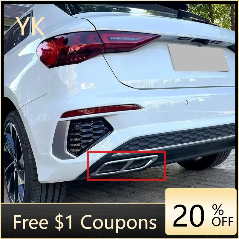 

For Audi A3 8Y S Line Sportback Sedan 2021-2024 Car Rear Exhaust Tail Pipe Tailpipe Cover Trim Car Accessories