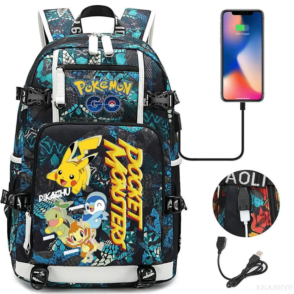 POKEMON Pikachu Backpack Women Men Large Waterproof School Bags Travel Bussiness Laptop Mochila Infantil