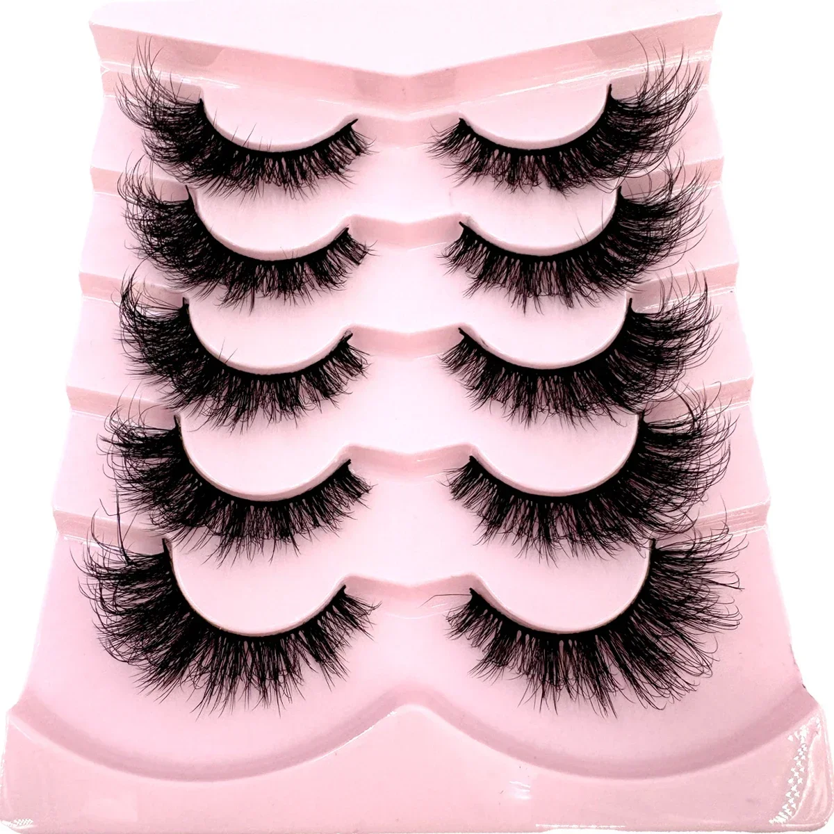 HBZGTLAD 5 pairs of 3D mink Russian curly fluffy soft cross dramatic natural false eyelashes thick dramatic eyelashes