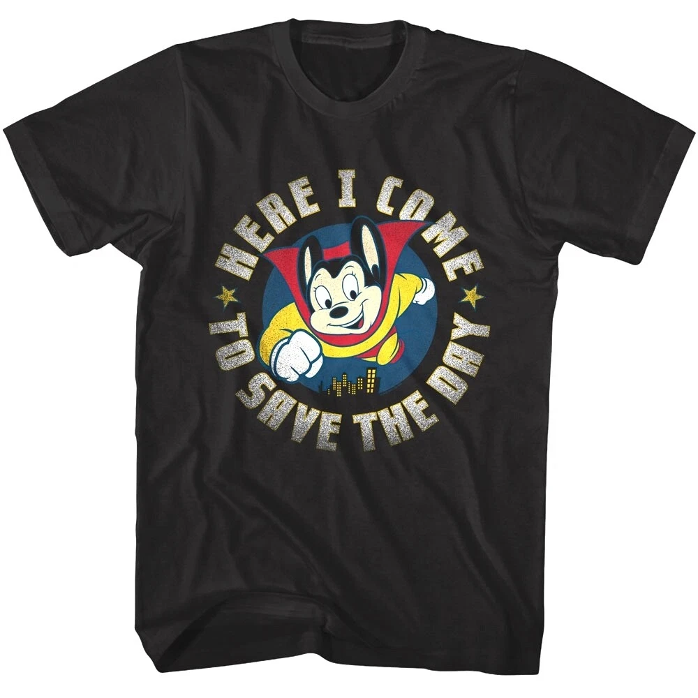 Mighty Mouse Here I Come Herren-T-Shirt, lässig, atmungsaktiv, Y2K, Harajuku, Herrenbekleidung
