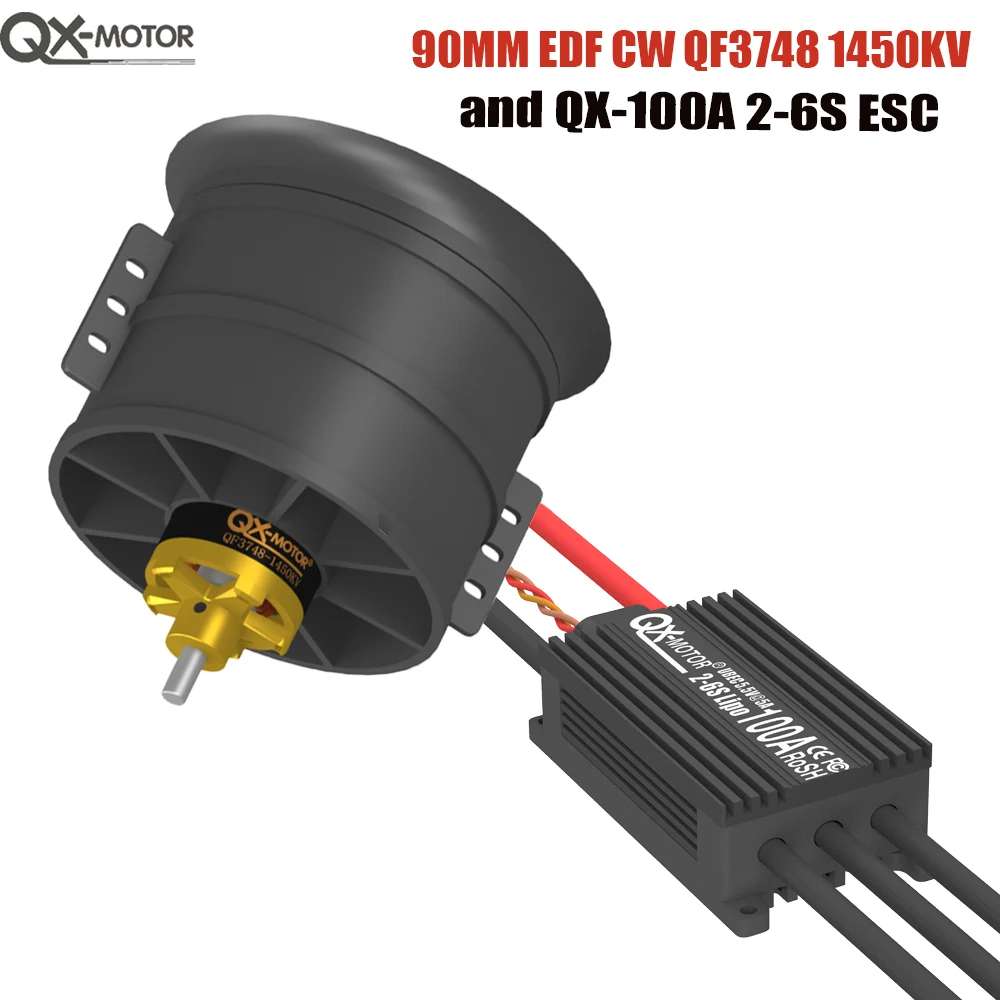 QX-MOTOR 90mm EDF 12 Blades Fan CW CCW QF3748 QF3758 Brushless Motor Use 100A 120A ESC For RC Multiaxis Helicopter Aircraft Part