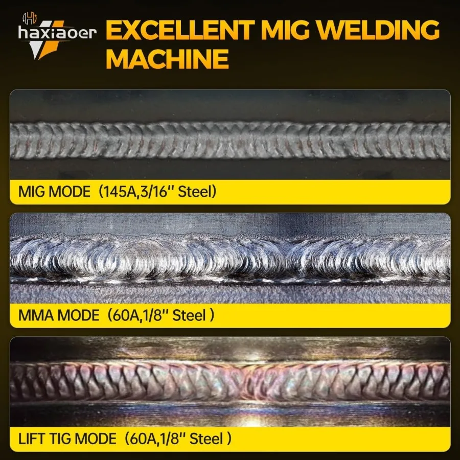 145A MIG Welder 110V Flux Core MIG Welder Machine with 3in1 Functionality for MIG Lift TIG Stick Welding Advanced IGBT Inverter