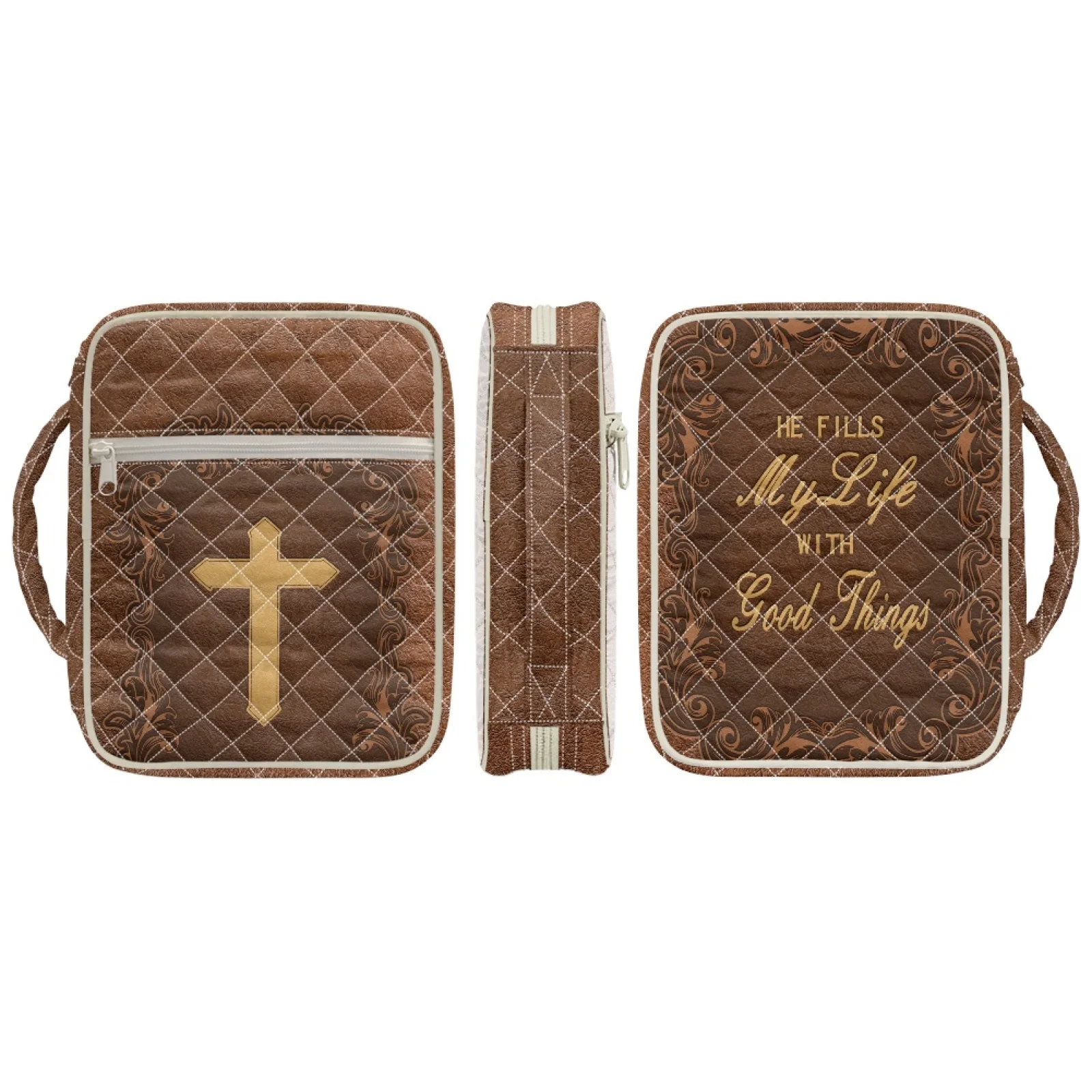 Coloranimal Vintage Scroll Zippered Pocket Quilted Bible Cover for Woman Portable Bible Holder Case 2026 Collection