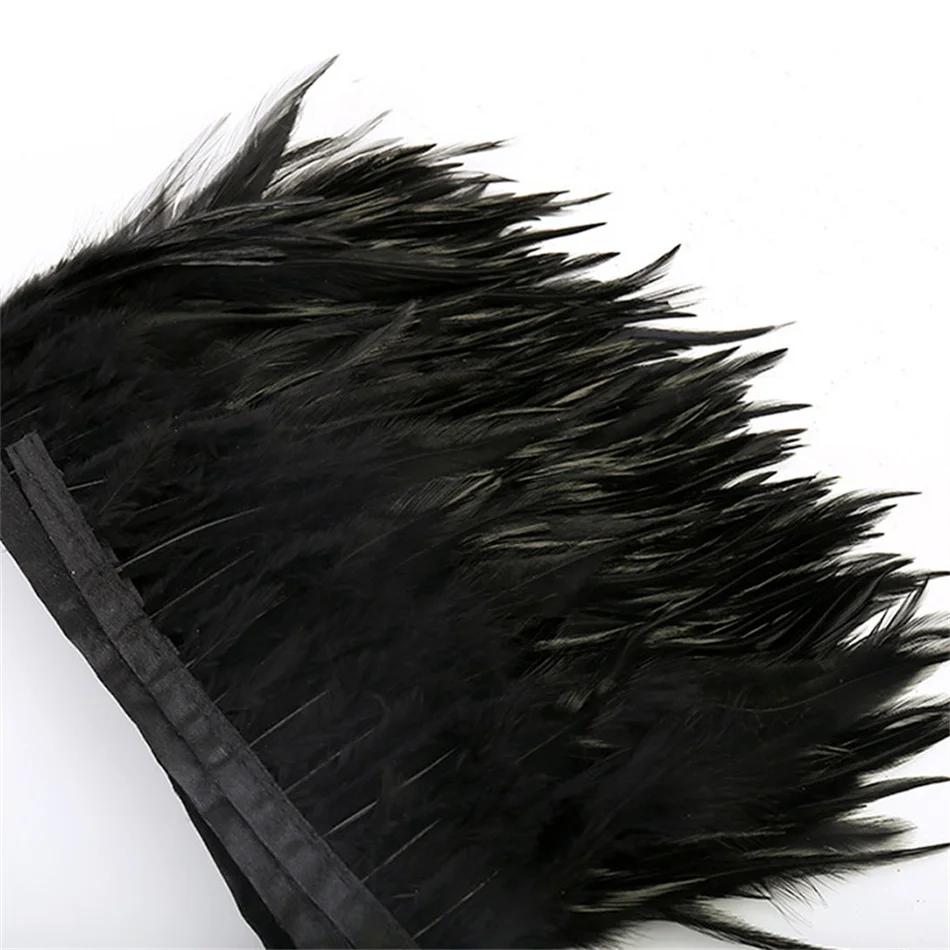 1M 4-6icnh Artificial Black Pheasant Feathers Trims Ribbon DIY Feathers Crafts Sewing Party Wedding Decoration Accessories
