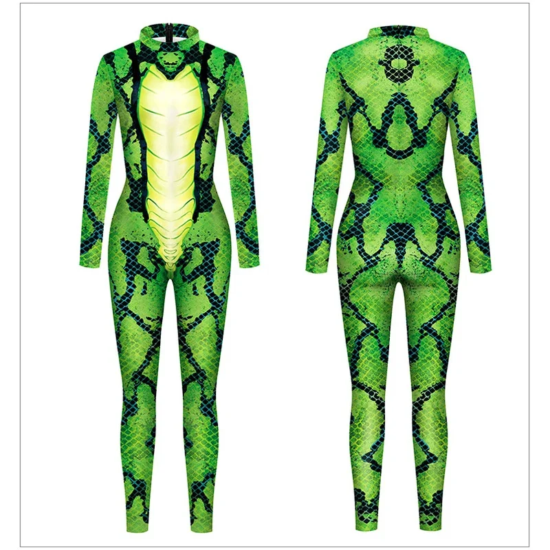 Seksowne mężczyźni kobiety kostiumy na Halloween zwierzęca impreza Zentai Catsuit garnitur tygrys wąż 3D drukuj mięśnie Cosplay body kombinezony