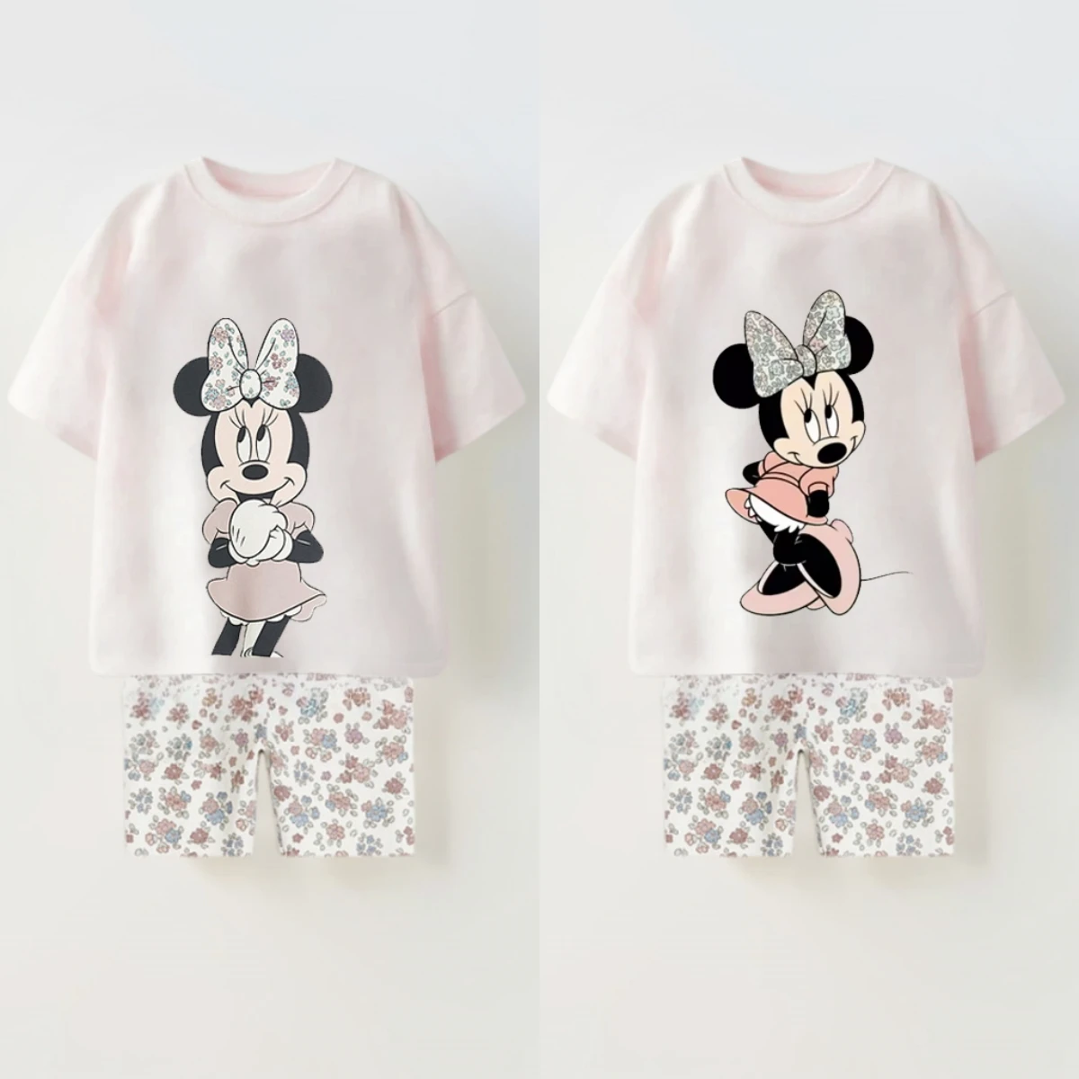 Cartoon T-shirt Shorts Set Summer Children's Clothing Casual Fashion Loose Tshirt+short Children's Short Sleeved Set Girls' Set