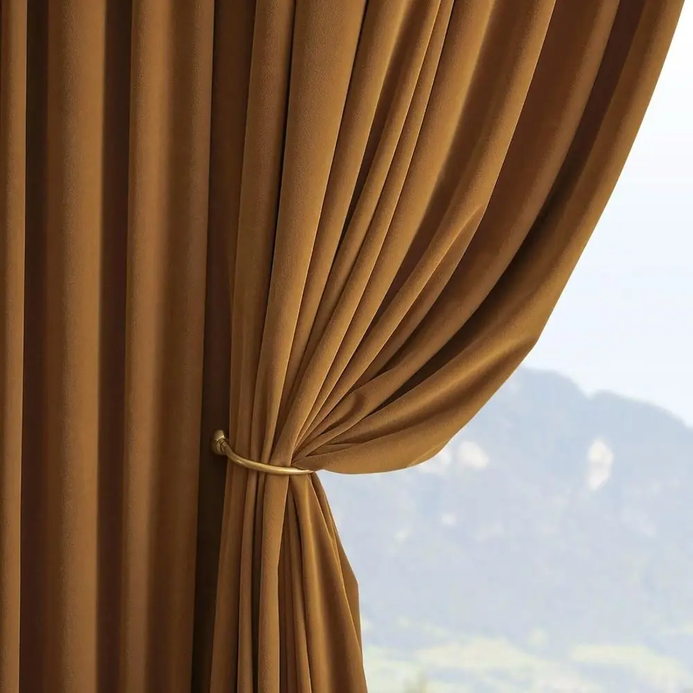 120 ستارة مخملية بنية فاخرة، لوحتين، معزولة حراريًا، تعتيم، ستائر ناعمة لتغميق الغرفة، W52 x L120