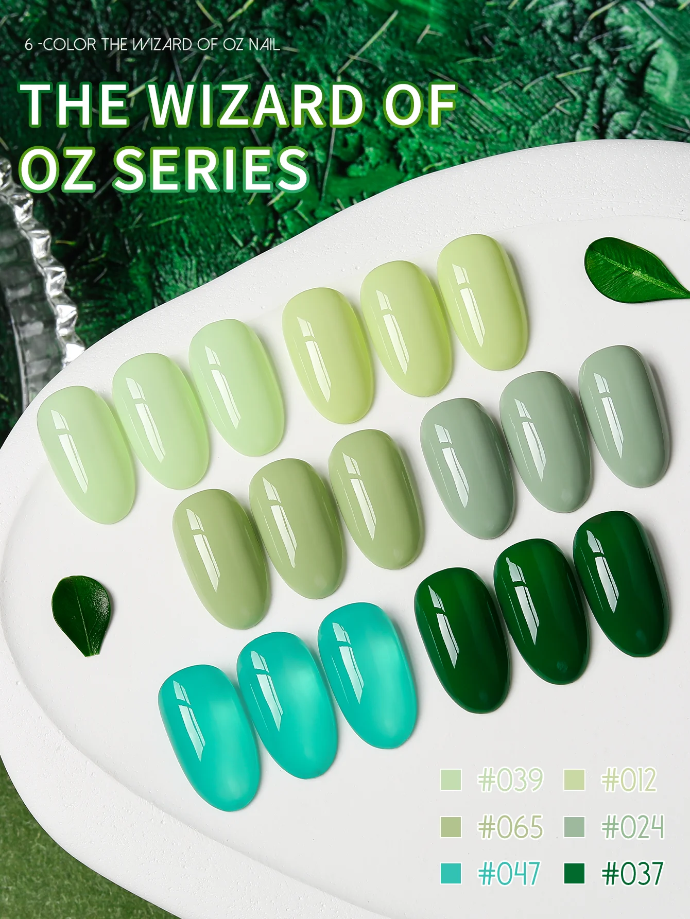 XEIJAYI 6pcs 15ml Gel Nail Polish Set Green Semi Permanent UV Gel Polish Kits All For Manicure Kit Soak Off UV LED Vernis