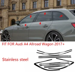 FIT For Audi A4 Allroad Wagon Avant 2017-2024 Stainless steel black Exterior Window Molding Strip Sill side Cover Trim 10PCS