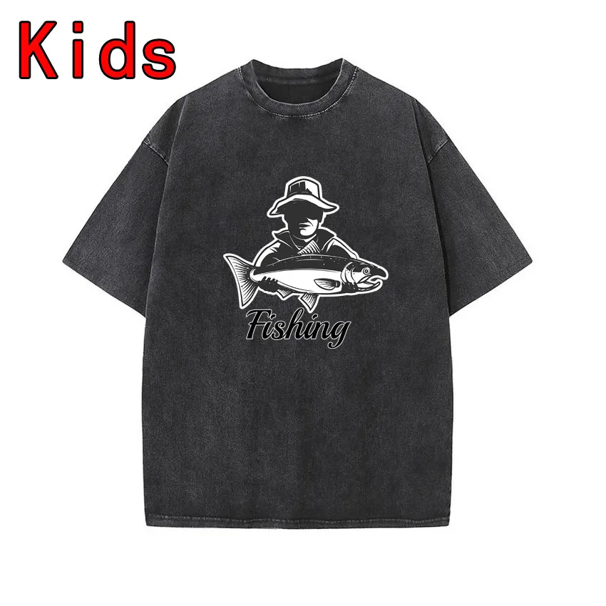 

Children's T-Shirt for Boys Girls Kids Shirts Short Sleeve Funny Fishing Lover Printed Cotton Cartoon Tee Summer Tops Clothing