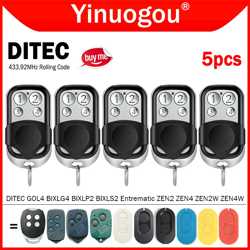 

DITEC Пульт дистанционного управления GOL4 Entrematic ZEN2 ZEN2W ZEN4 ZEN4W BIXLG4 BIXLP2 BIXLS2 для гаражных ворот/ворот, 433 МГц, с плавающим кодом