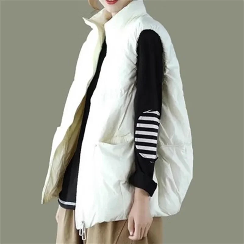 Women's Down Vest 2024 Winter New Loose Thickened White Duck Down Tank Top Sleeveless Female Coat Solid Color Commuter Versatile
