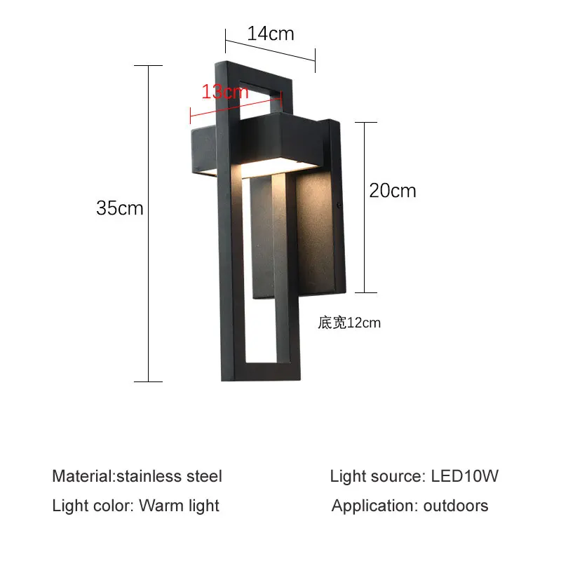 Applique Murale Imperméable en Acier Inoxydable, Luminaire d'Extérieur Moderne et Simple, Idéal pour une Véranda, une Cour, un Couloir, un délégations ou une Allée