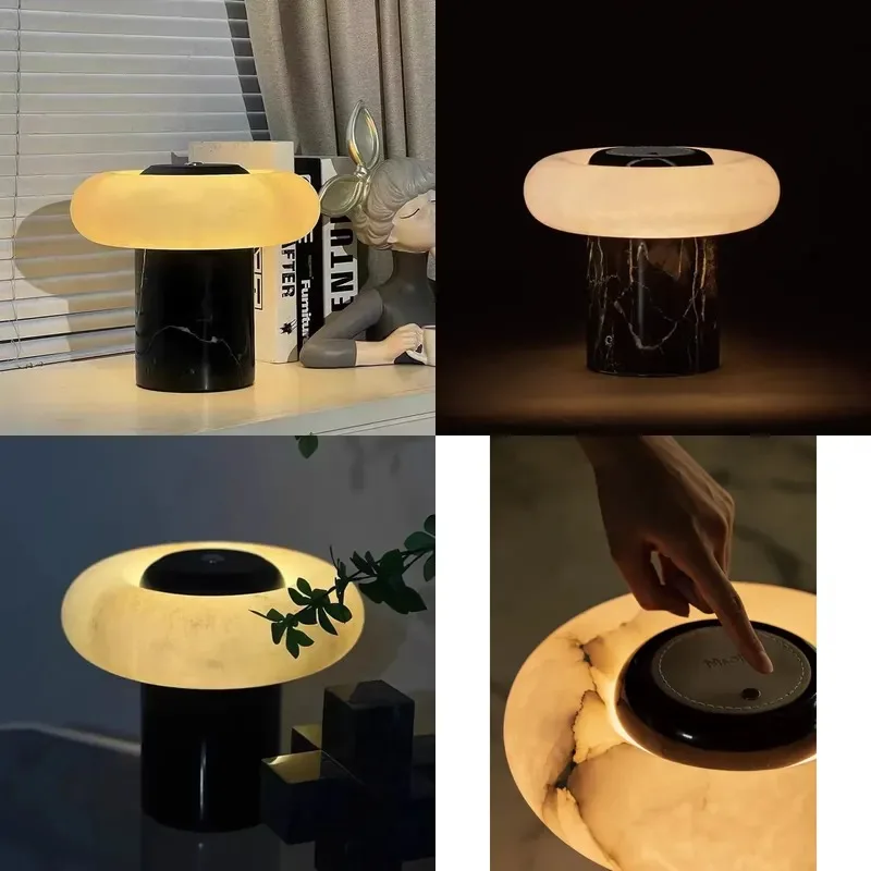 Postmodern luxury marble designer style desk lamp hotel bedroom bedside touch wireless charging desk lamp