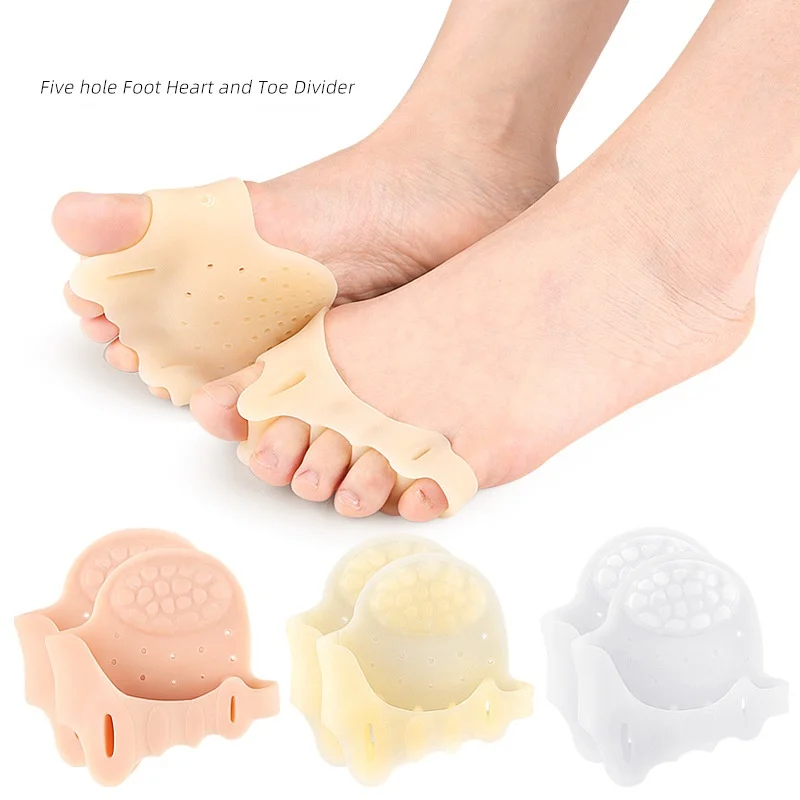 Forefoot Pad Five-hole Toe Divider Five-toe Arch Soft And Pressure-relieving Massage Pad For Hallux Valgus Orthosis 2pairs/sets
