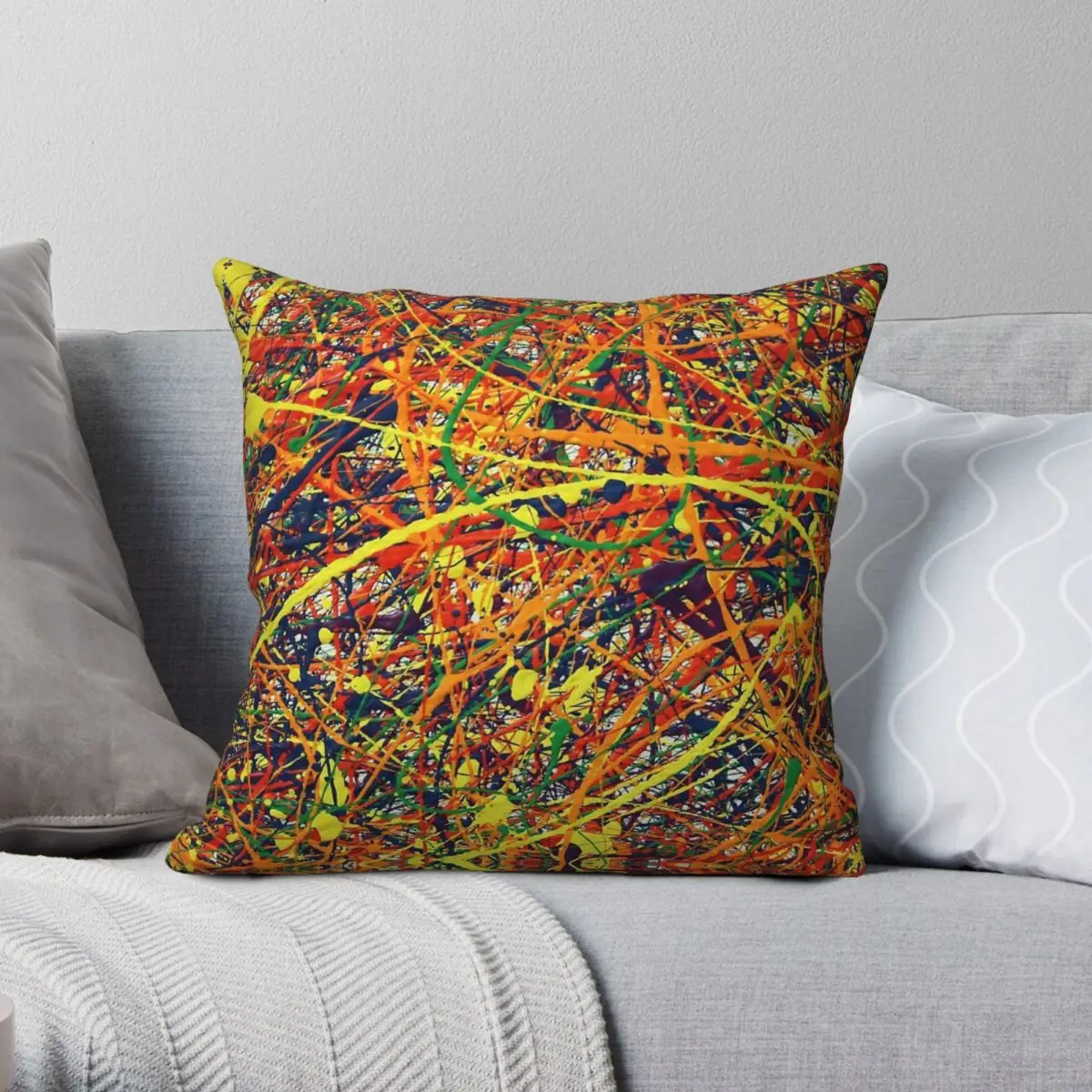 Jackson Pollock Painting Original Square Pillowcase Polyester Linen Velvet Printed Zip Decorative Pillow Case Home Cushion Case