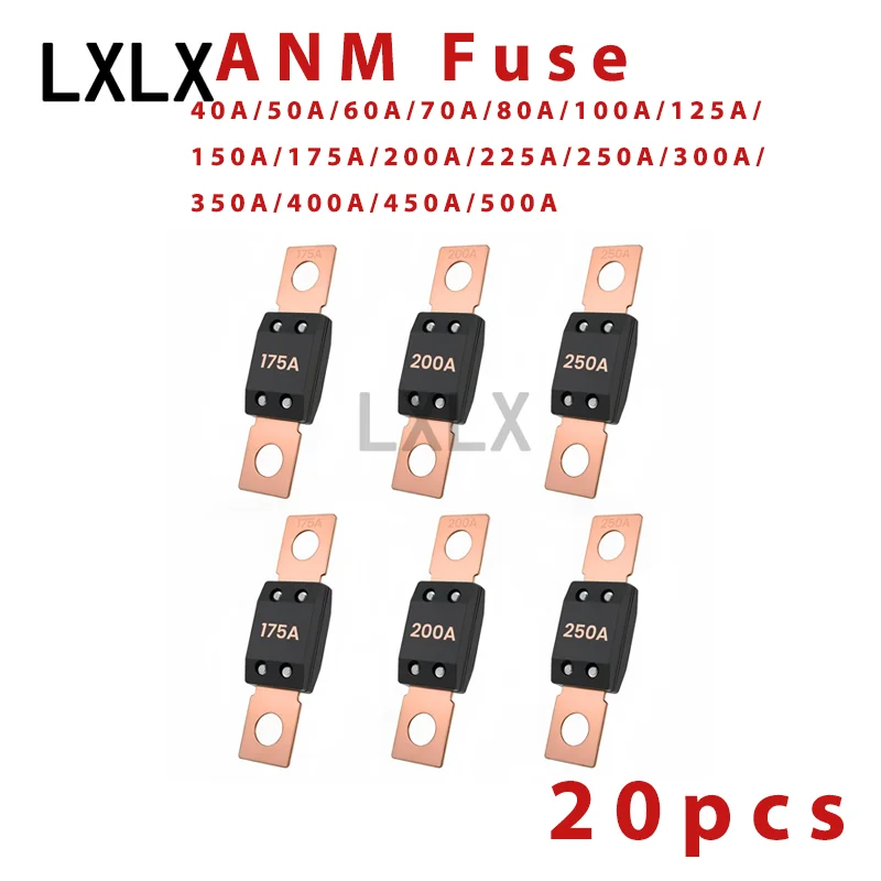 20PCS ANM Fuse Bolt-on Blade Fuses 40A 50A 60A 70A 80A 100A 125A 150A 175A 200A 225A 250A 300A 350A 400A 450A500A 0298 Blow Type