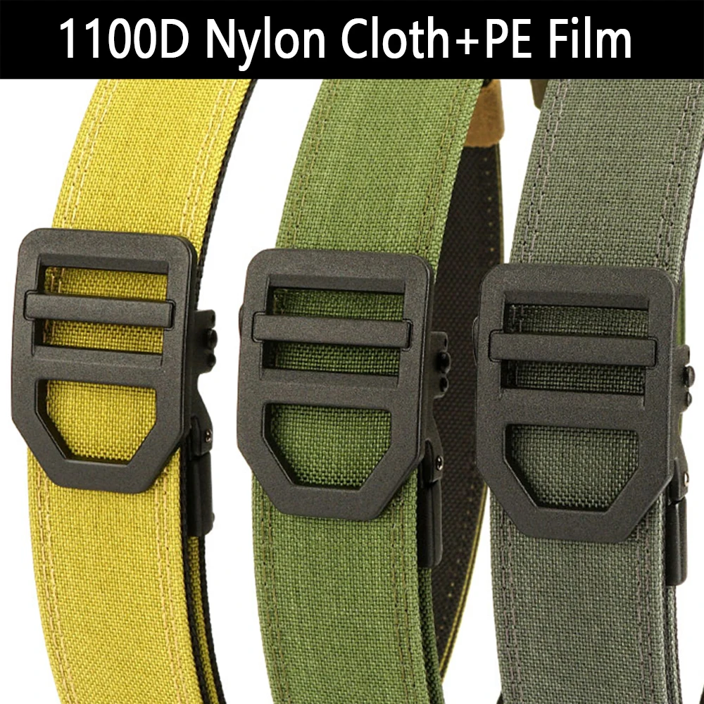 TUSHI EDC Harter taktischer Gürtel für Männer, Metall, automatische Schnalle, IPSC-Waffengürtel, 1100D Nylon, Militärgürtel, Outdoor-Sportgürtel, männlich – Detail 1