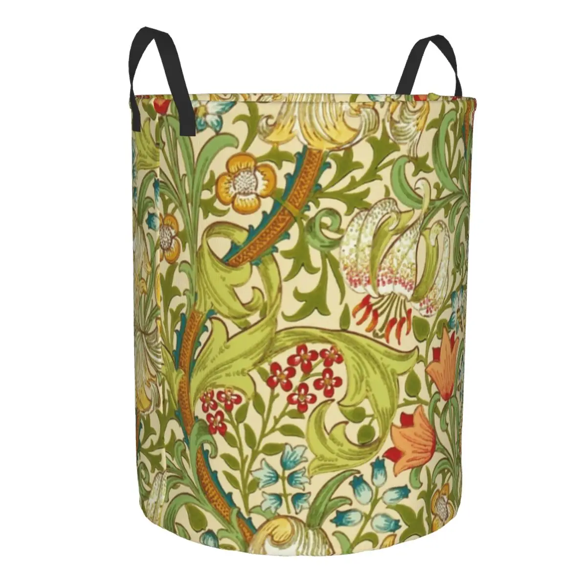 Custom William Morris Golden Lily-Fashion Floral Print Laundry Hamper Large Storage Basket Kids Nursery Toy Organizer