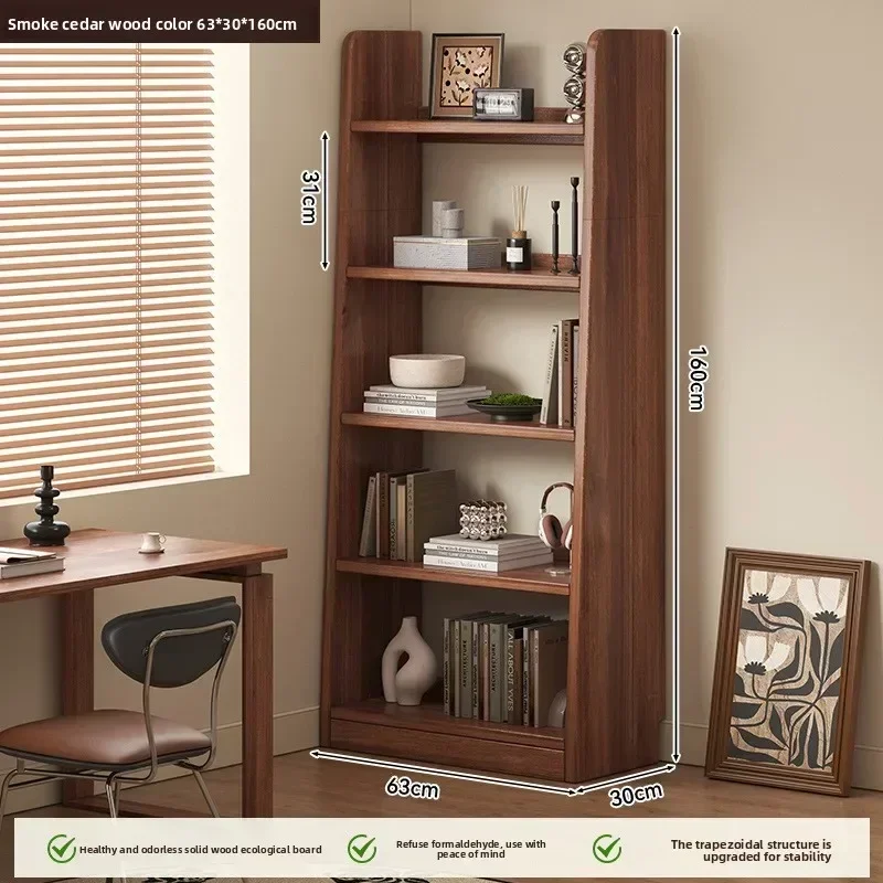 Multi-functional Medieval style bookshelf Vertical multi-layer trapezoidal storage cabinet Floor shelf bookcase