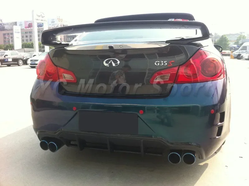 Car Accessories FRP Elite II Style Quad Exhaust Rear Bumper with CF Diffuser Fit For 2007-2010 V36 G25 G35 G37 Q40 Sedan