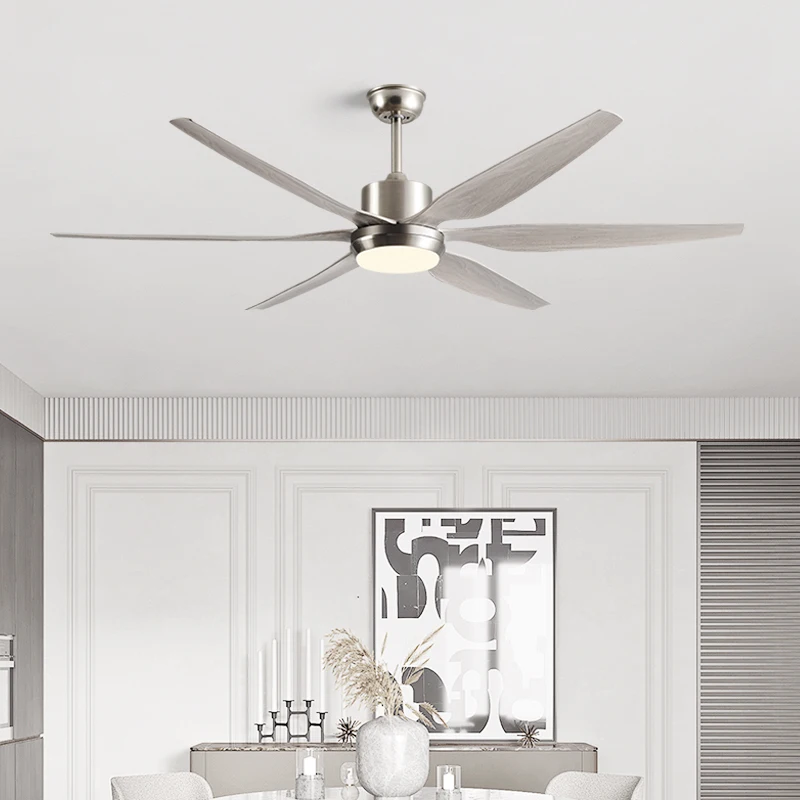 QINIWAKE 54/66 Inch Inverter Ceiling Fan 6 ABS Blades 6 Speed Settings with Tri-Color LED Light for Dining Room Living Room