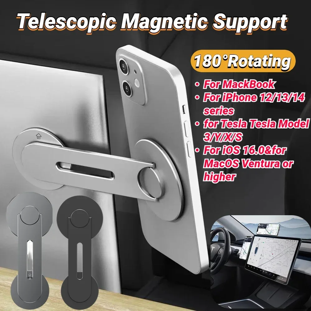 

Magnetic Car Phone Holder for Tesla Model 3/Y/X/S for Magsafe IPhone 14 13 12 Metal Expansion Bracket Laptop Screen Side Mount