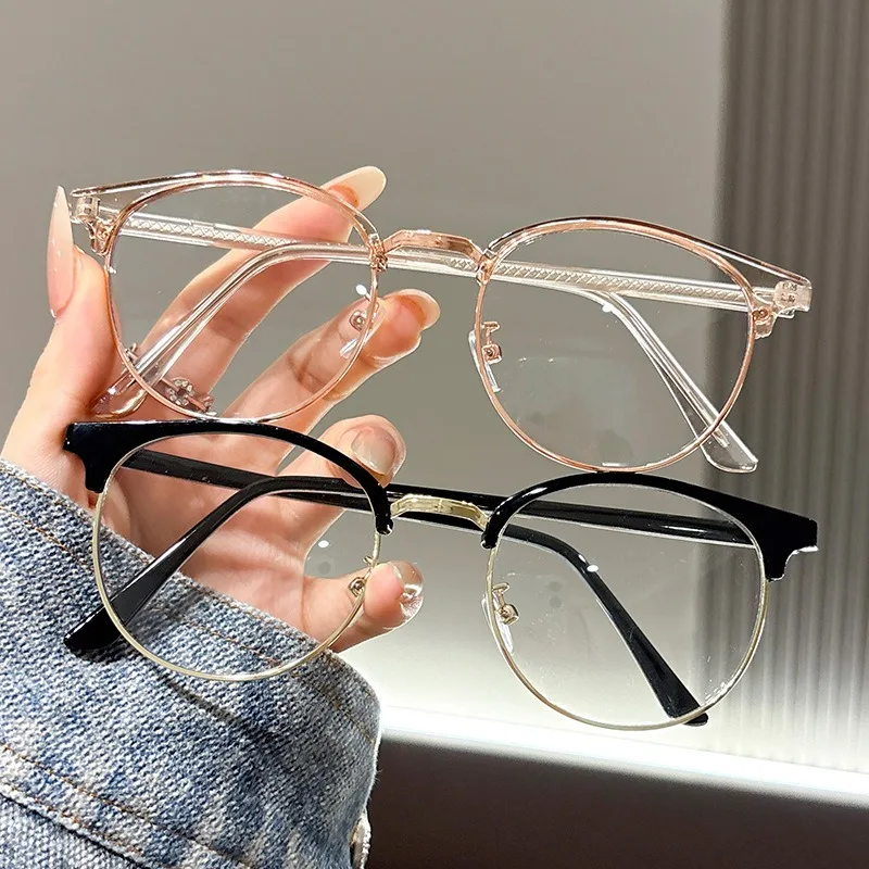 Retro- und vielseitige Anti-Blaulichtgraue Brille, farbwechselnde Brille mit ovalem Metallrahmen, Augenschutzbrille