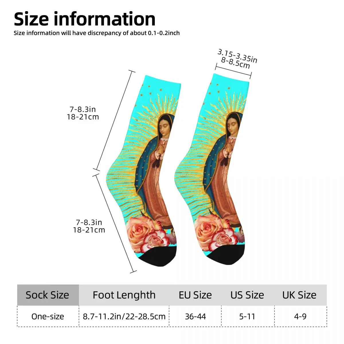 Jungfrau Maria Strümpfe Guadalupe Mutter Grafik Casual Socken Frühling Anti Schweiß Socken Weibliche Laufen Medium Weiche Socken