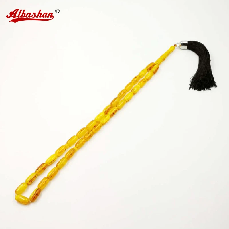 Yellow resin Rosary 33 Muslim Tasbih Eid gift Islamic prayer beads Man's Misbaha Gift Bracelets