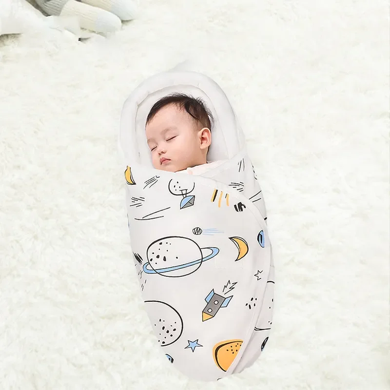 Baby Sleeping Bag 0-6Months Envelopes For Newborns Baby Swaddling Wraps Soft Cotton Cocoon Design Head Neck Protecto