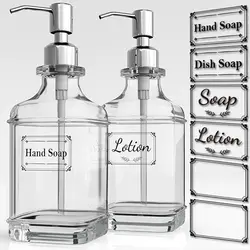 Labels Thick Glass Stainless Steel Pump Press Type Liquid Foam Machine Soap Dispenser Separate Bottle Washing Hand