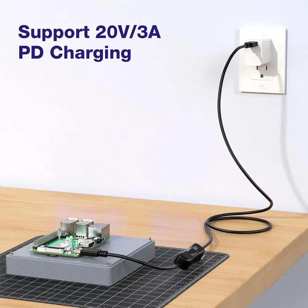 PD 65W Type-C to Type-C Power Switches Cable USB C to Type-C Charge Cable for Phone Laptop with On / Off Fast Charging Cable image 3