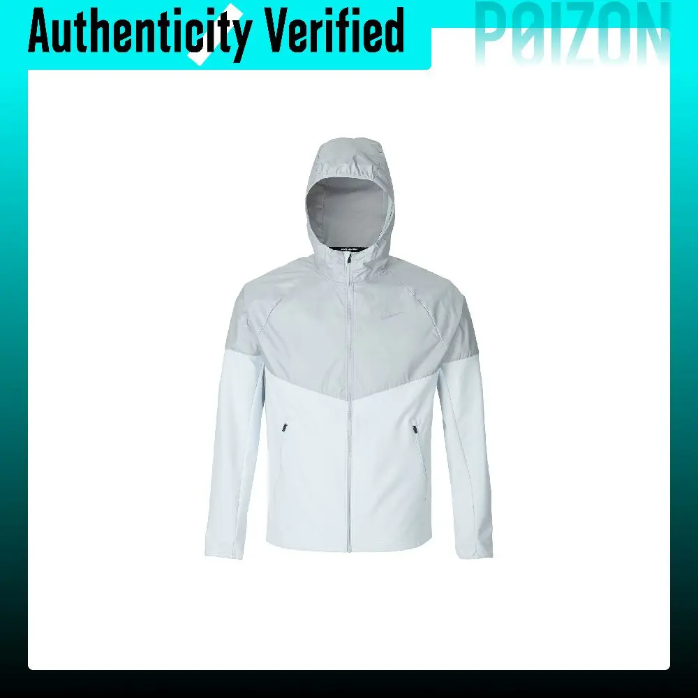 Nike Swoosh Running Jackets Men's Pure Platinum/Light Smoke Gray/Bolts Hooded (Non-detachable) Moderate HV2670-043