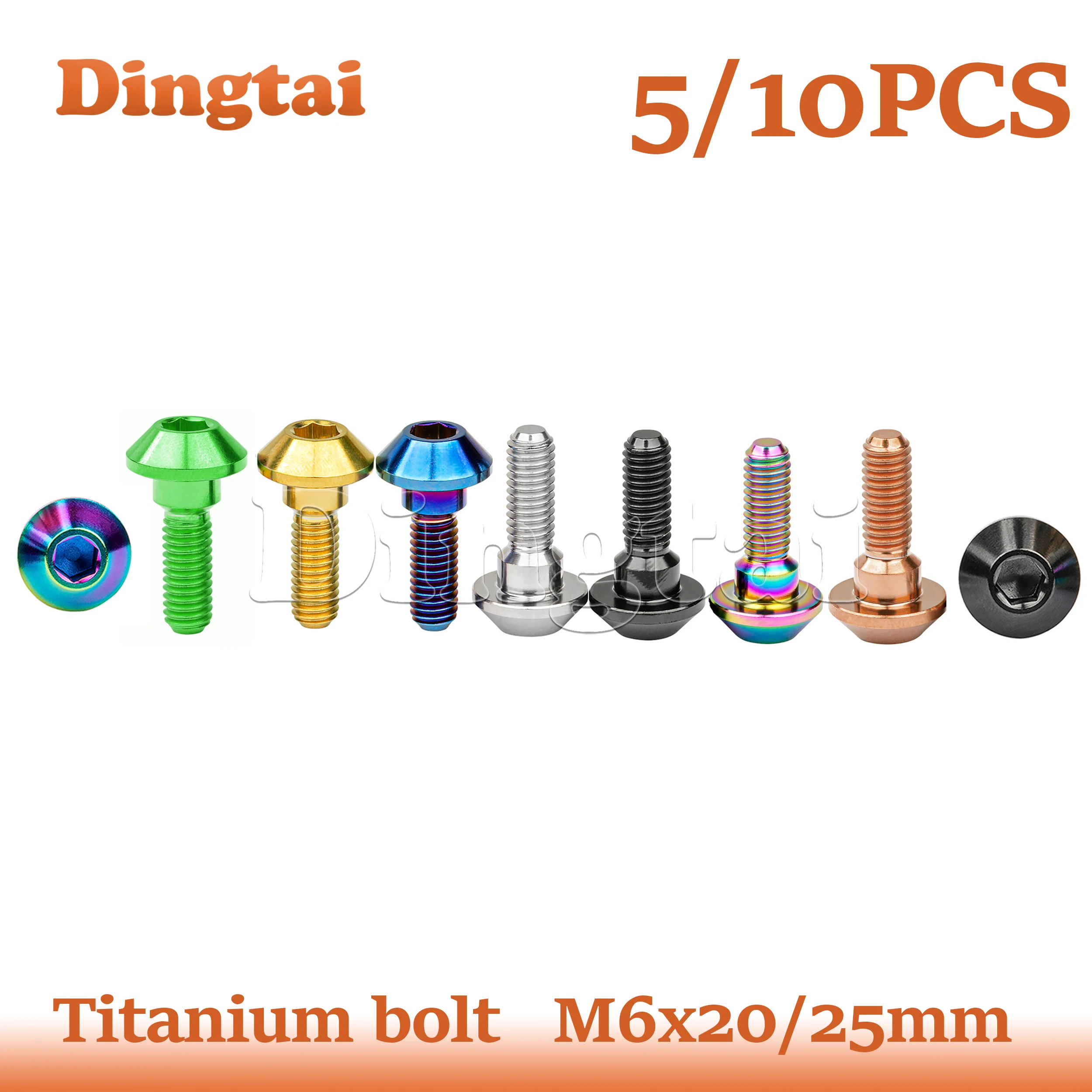 

Титановый болт Dingtai 5/10 шт. M6x20 25 мм, часть дискового тормоза, шестигранные винты с головкой зонтика для аксессуаров Yamaha